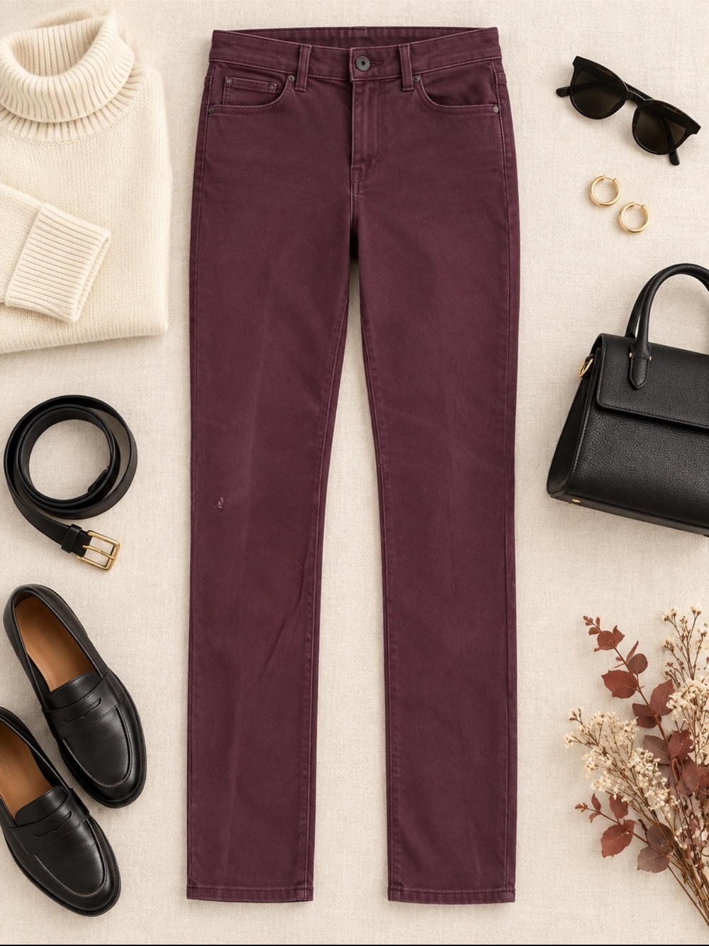 Old Navy Straight Leg Jeans in Deep Wine